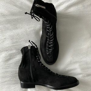Schutz Suede Lace-up/Zípper Booties • Size 7.5 women’s • Black